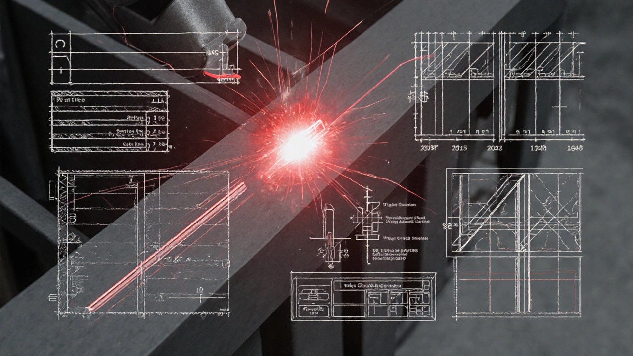 Металлическая конструкция с выделенными красными линиями сварных швов и техническими диаграммами расхода материалов.