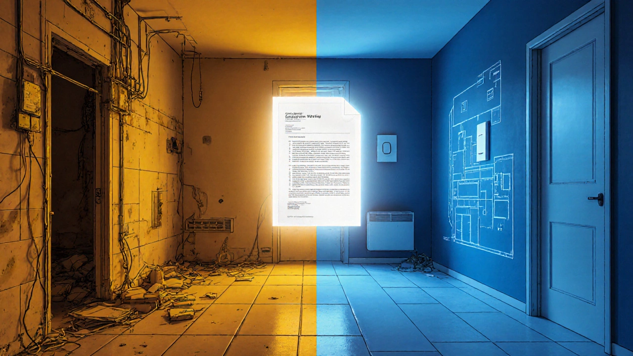 Сравнение: слева — хаотичный ремонт, справа — идеально спланированное пространство, руководствуясь проектом.