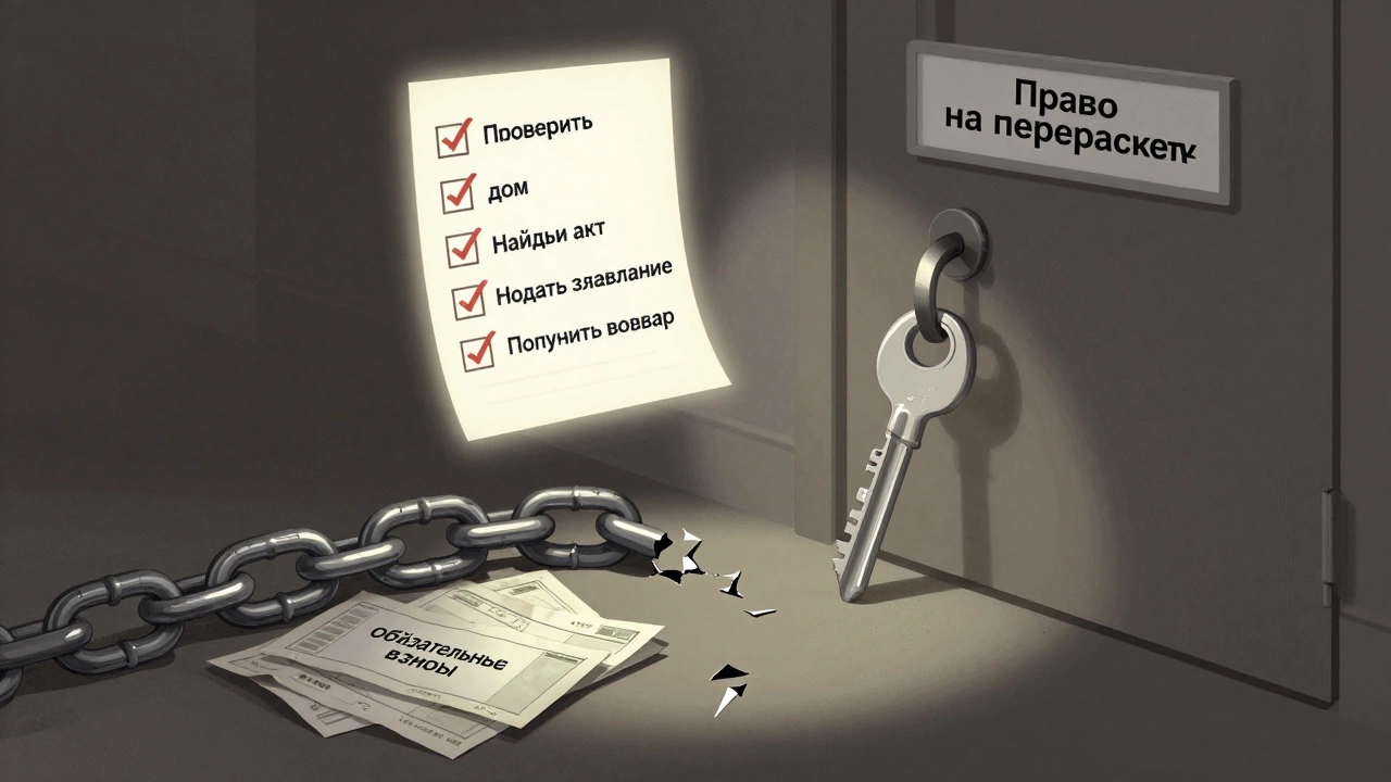 Сломанная цепь и ключ, открывающий дверь к перерасчёту взносов за капитальный ремонт.