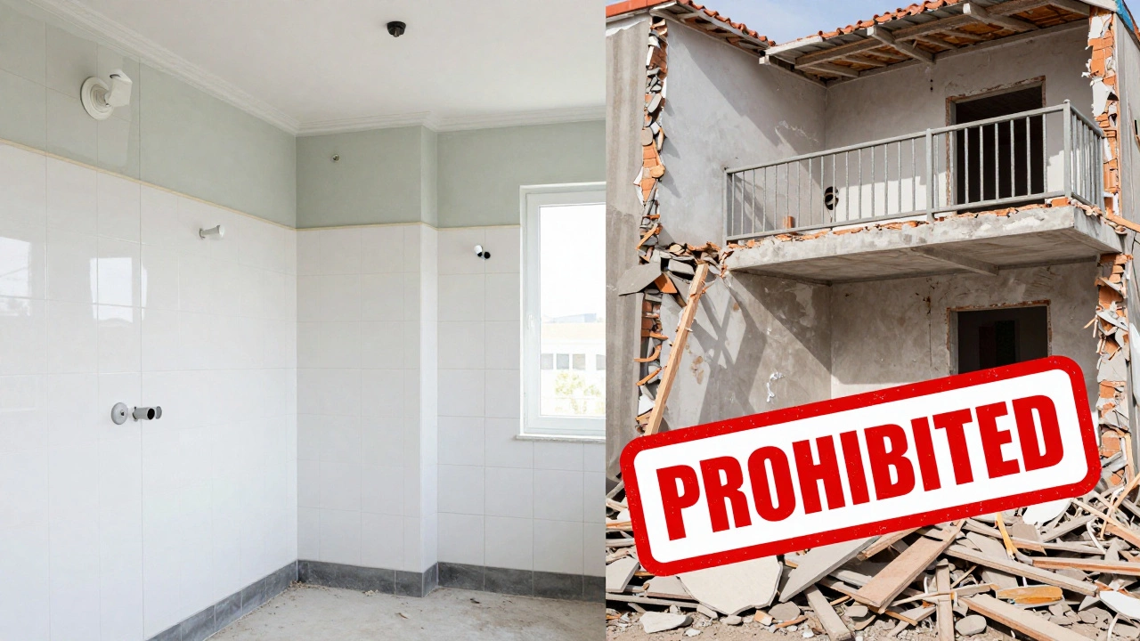 Сравнение капитального ремонта и реконструкции: слева — аккуратная замена систем, справа — разрушение несущих конструкций.