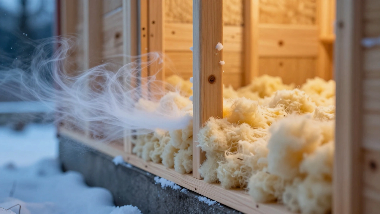 Разрез стены каркасного дома с утеплителем из минеральной ваты