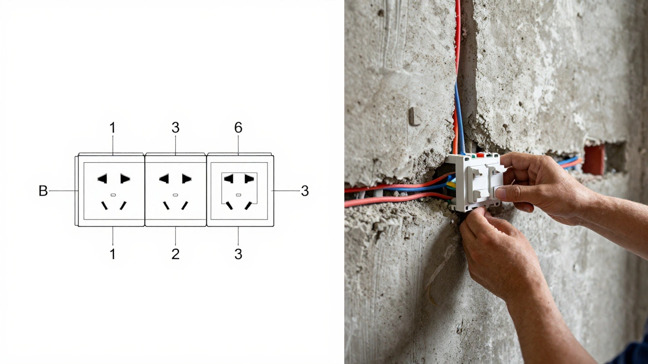 Сравнение схемы электрики и процесса монтажа проводки в стене
